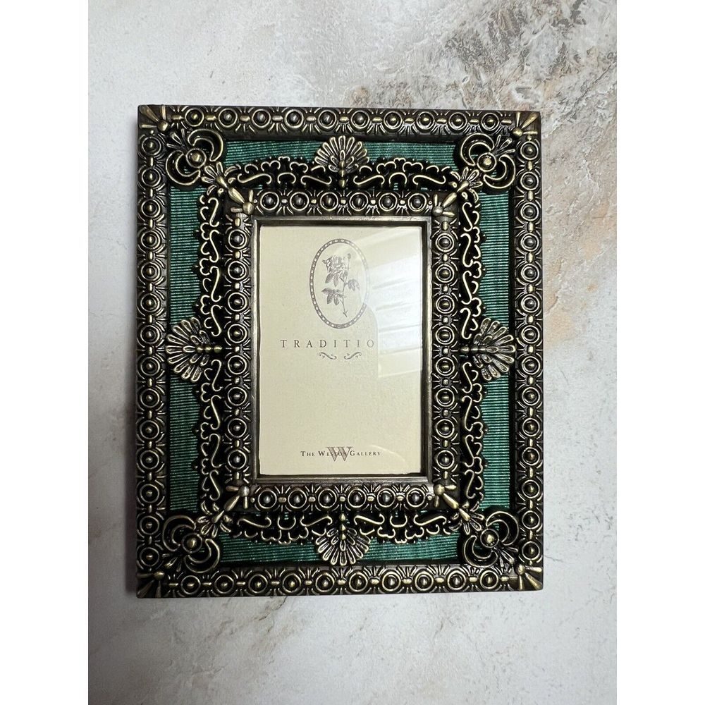 The Weston Company Photo Frame Ornate Bronze Filigree Dark Green Baroque Style